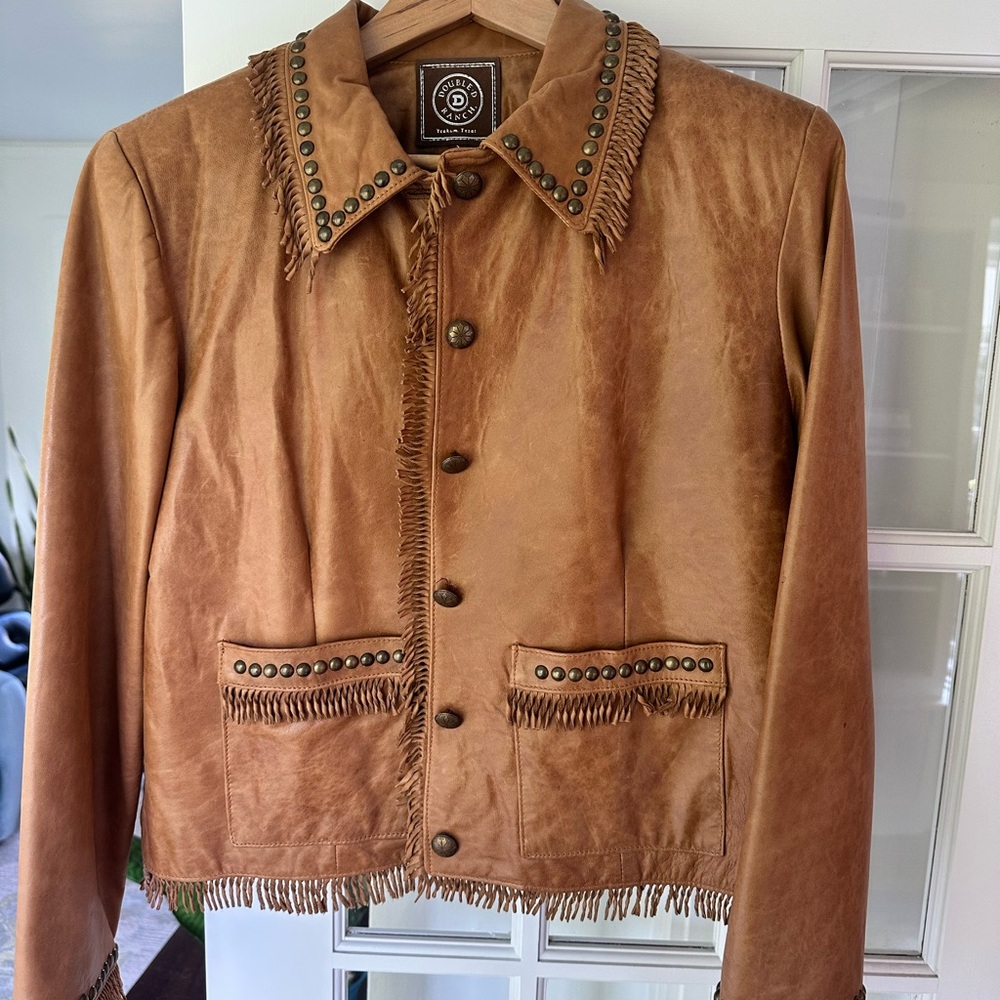 Double D Ranch Tan Leather Jacket - Picture 8 of 8